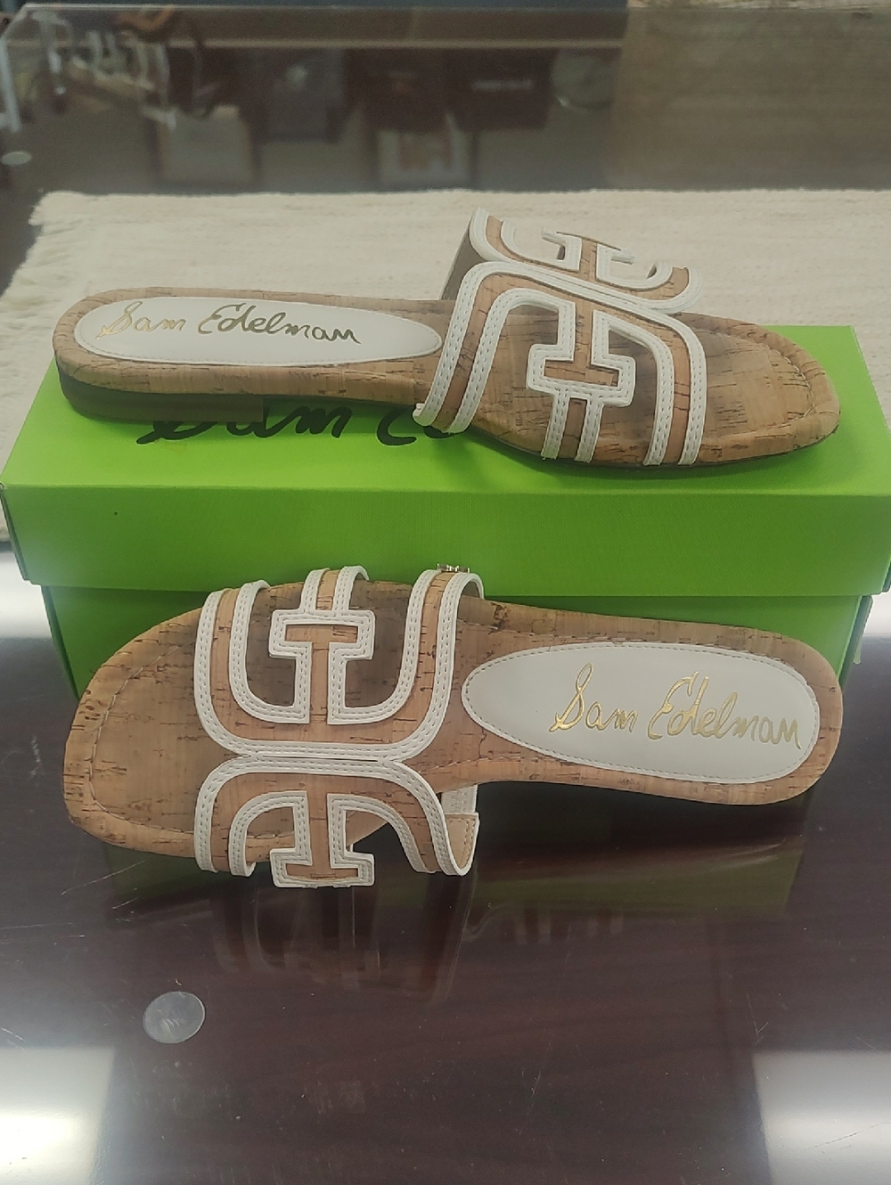 Sam Edelman Cork Slides with CreamTrim